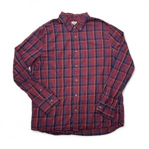 Flint And Tinder Featherweight Plaid Button Down Shirt Mens XL Slim Red Plaid